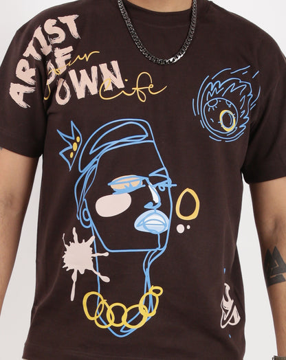 ARTIST OF YOUR OWN LIFE BROWN OVERSIZE UNISEX TSHIRT