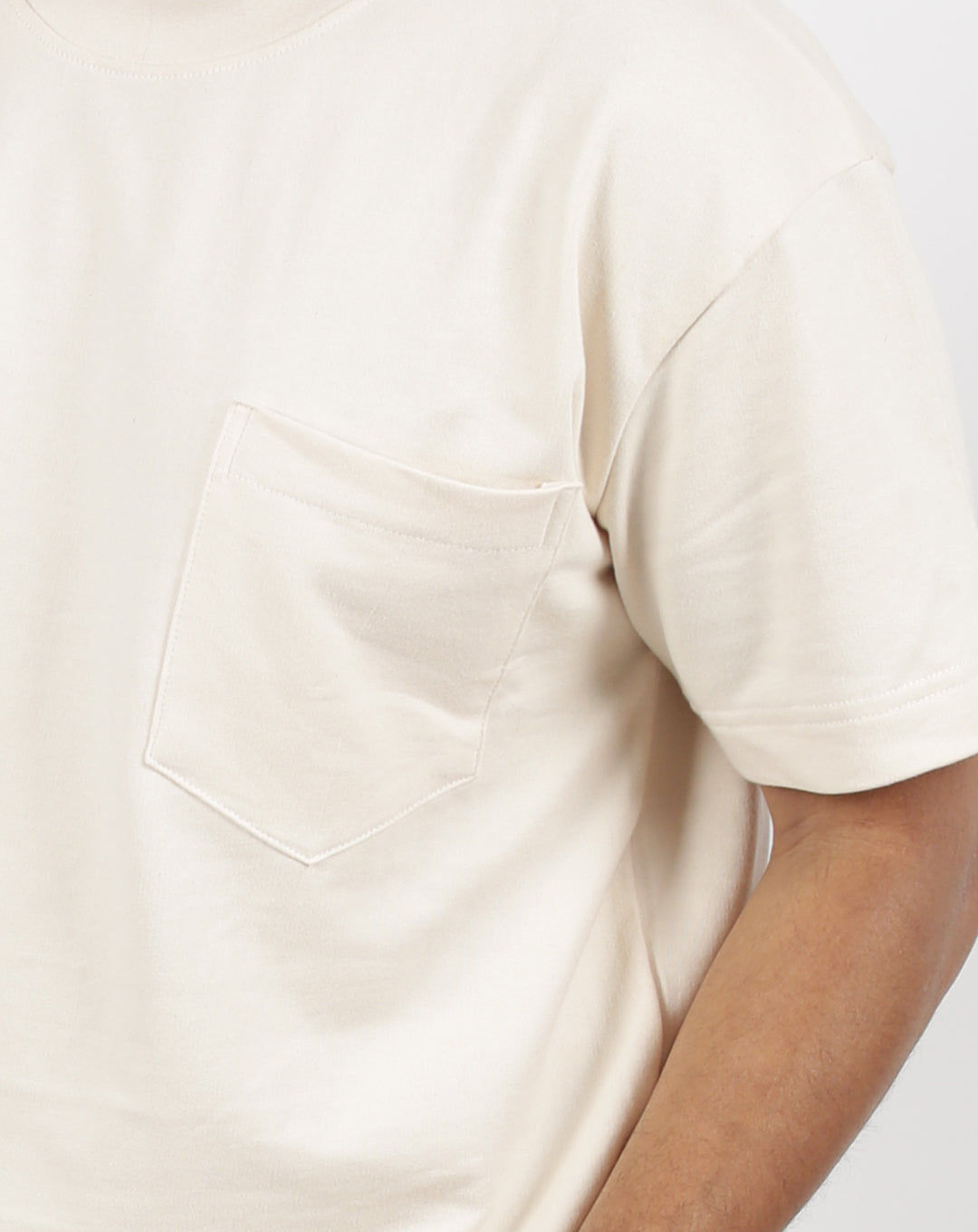 STAY AMEER MARSHMELLOW & GREY TSHIRT WITH POCKET COTTON UNISEX T-SHIRT (PUFF PRINT)