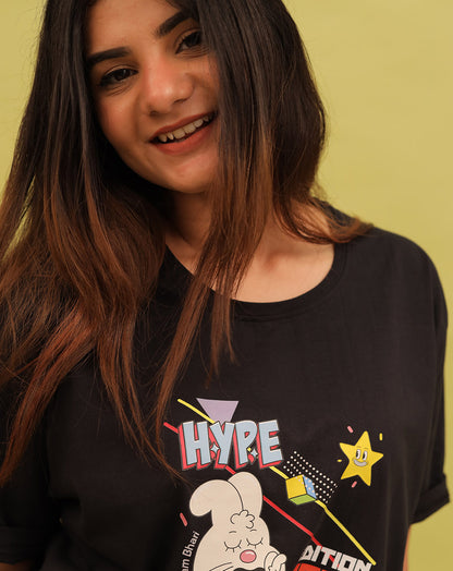 HYPE  (Unisex Round neck BLACK regular T-shirt)