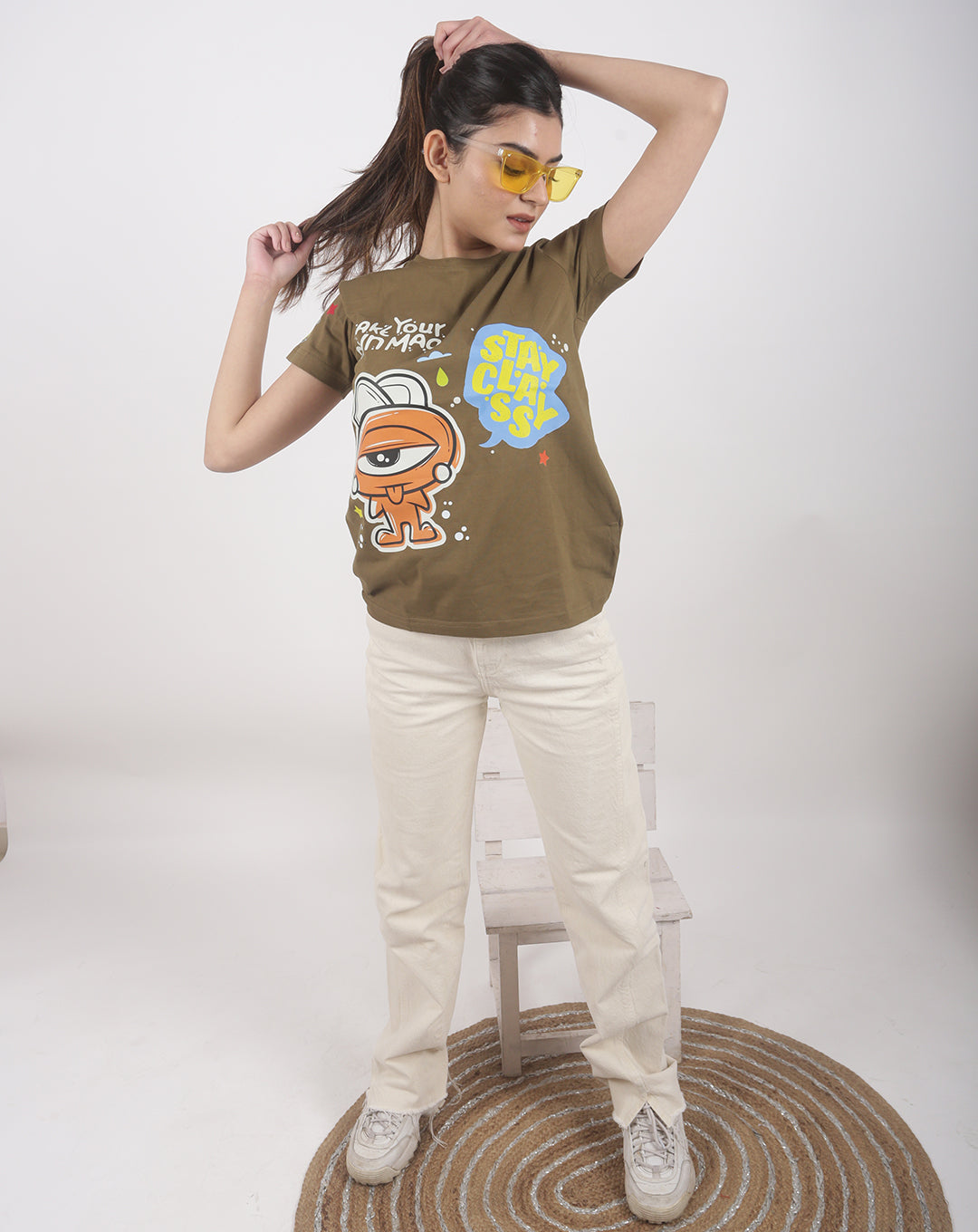 Stay Classy (Unisex Round Neck OLIVE GREEN STREETWEAR T-shirt)