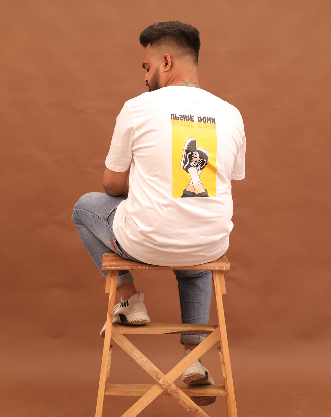 Upside Down (Unisex Round neck WHITE regular T-shirt)
